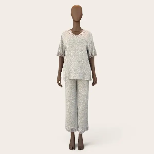 Cotton Lace-Trim Pajama Set