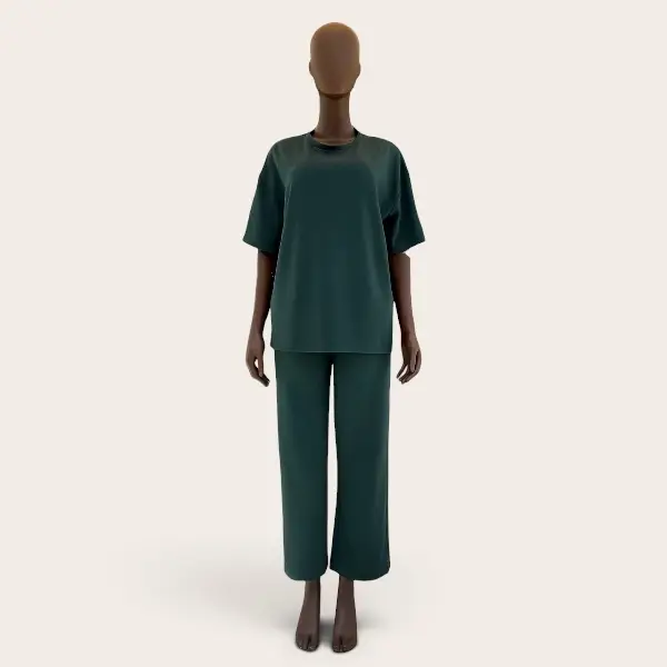 Wide-Leg Cotton Pants Set