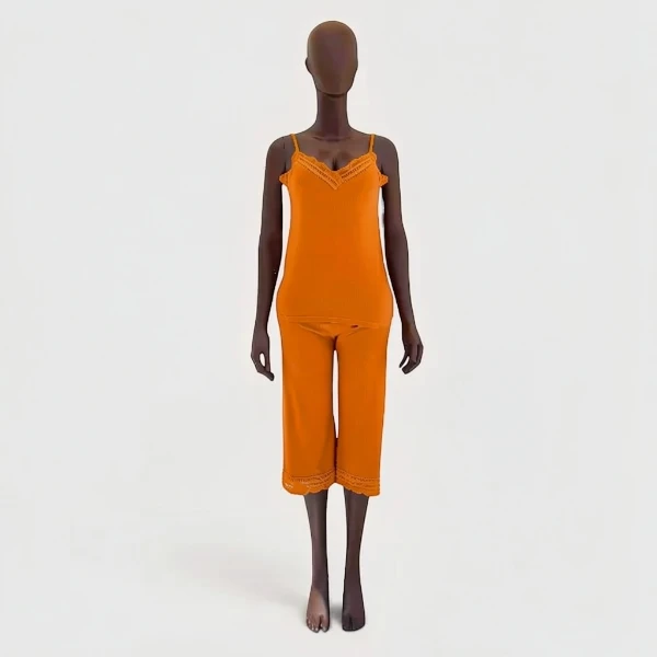 Lace Trim Cotton Bermuda Set