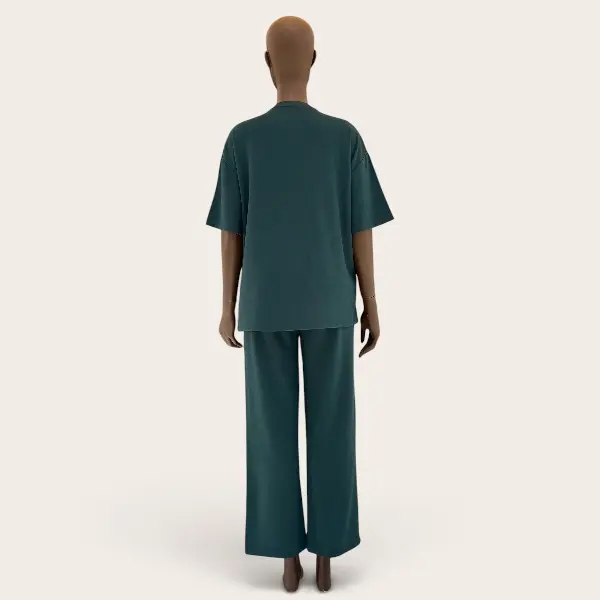 Wide-Leg Cotton Pants Set - Image 3