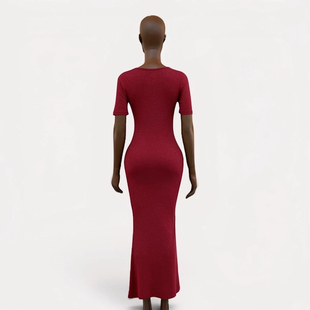 Short Sleeve Maxi Cotton Dress - Image 2