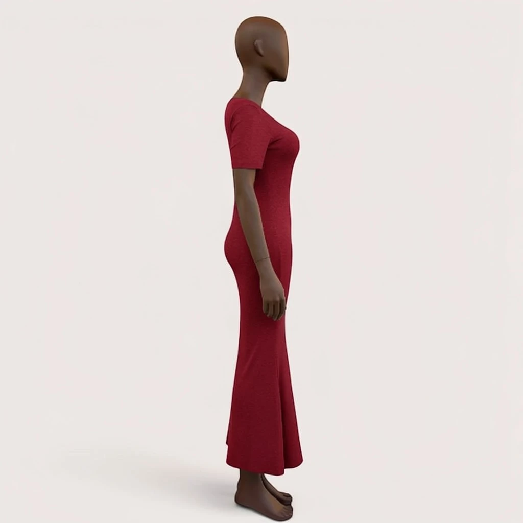 Short Sleeve Maxi Cotton Dress - Image 3