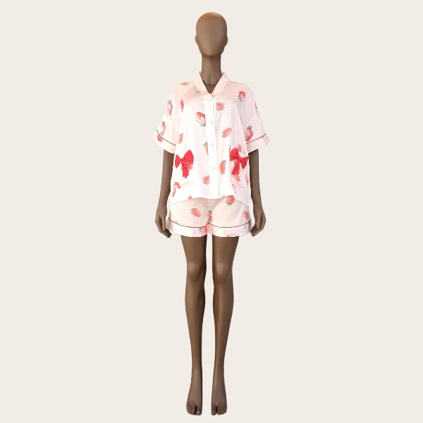 Printed Satin Pajama Set