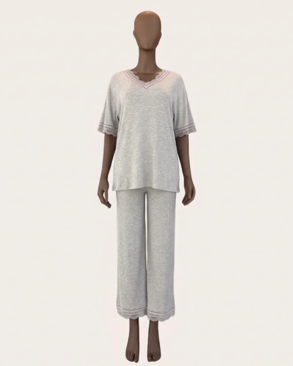 Cotton Lace-Trim Pajama Set