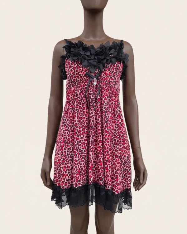 Leopard Lace Trim Nightdress